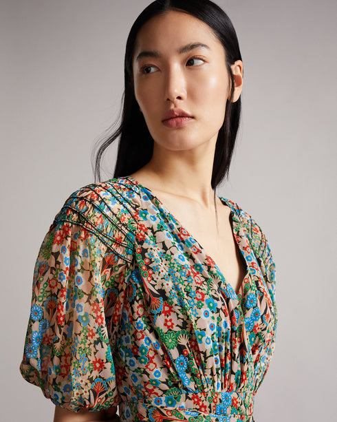 <P>Smock Panel Wrap Mini Dress</P>